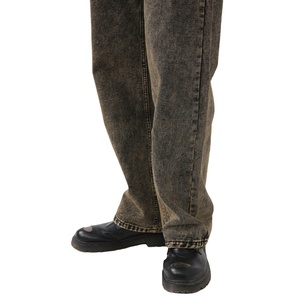 Fábrica personalizada Four Seasons Loose Washed Straight Trend Ins Jeans para hombres - Product Image 3