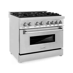 QUALITÉ 36 In. 4,6 Cu. Cuisinière à gaz double combustible en acier inoxydable Legacy 6 brûleurs avec four électrique à convection pour restaurant et usage domestique - Product Image 2