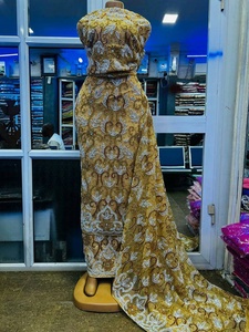 คุณภาพสูงเป็นมิตรกับสิ่งแวดล้อมขนาดพลัสไซส์ผ้าทอร์เร่สไตล์แอฟริกันที่มีน้ำหนักเบาประดับด้วยลูกปัดผ้าปักทำจากโพลีเอสเตอร์ - Product Image 4