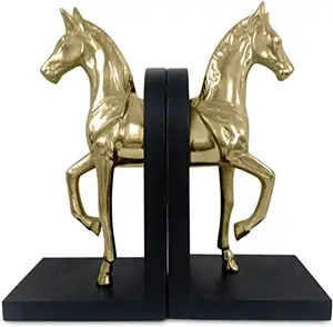 Decoratieve Gouden Kantoorbureau Organizer Metalen Aluminium Paardenpaar Boekensteun Door Innovatief Handwerk