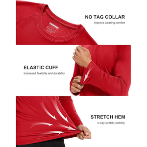 T-shirt à manches longues pour hommes de la meilleure qualité pour les entraînements de gymnastique et la course à pied Haut athlétique en microfibre à col rond - Product Image 4