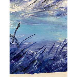 Fatto a mano 100% Abstrac moderno 36in X 24in neve montagna pittura ad olio su tela parete arte paesaggio stampato - Product Image 2