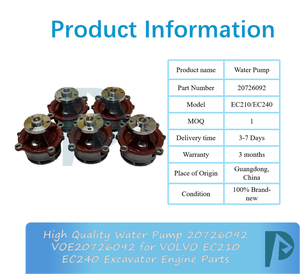 ปั๊มน้ำคุณภาพสูง 20726092 VOE20726092 สำหรับอะไหล่เครื่องยนต์รถขุด VOLVO EC210 EC240 - Product Image 3