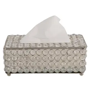 Ánh Sáng Sang Trọng Khách Sạn Phòng Khách Phòng Tắm Kim Loại Mặt Khăn Hộp Lưu Trữ Hình Chữ Nhật Pha Lê Mô Hộp Nhà Sản Xuất Và Xuất Khẩu - Product Image 1