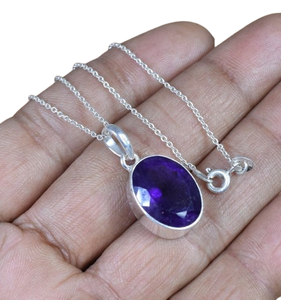 Joyería colgante de piedras preciosas de amatista para mujer, joyería de estilo bohemio de plata, colgante hecho a mano de tendencia de Plata de Ley 925, regalo para ella - Product Image 1