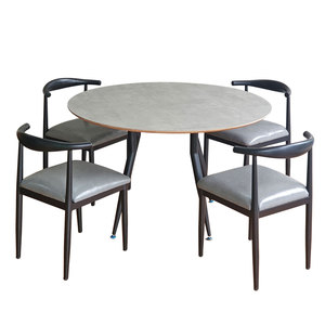 Conjunto de Mesa de Comedor Moderna de Estilo Antiguo con 4 Sillas Cómodas de Madera de Teca CBBA119 para Muebles de Hogar - Product Image 1