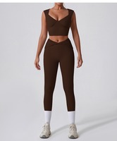 Nouvel ensemble de yoga moulant pour femmes, haut noué torsadé à séchage rapide et short évasé taille haute, style 'Hot Girl' pour l'école