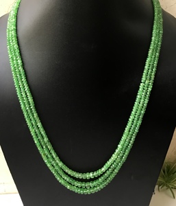 Collier de perles facettées en tsavorite, pierre précieuse naturelle, perles de tsavorite pour la fabrication de bijoux fins, collier de perles de pierres précieuses - Product Image 1