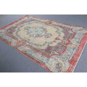พรมวินเทจขนาดใหญ่ 5.9x9.4 ฟุต (180x285 ซม.) พรมลายทางสีแดงสไตล์ตุรกี - Product Image 2