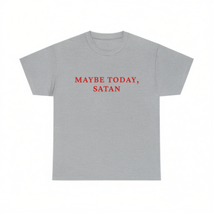Maglietta Maybe Today Satan a maniche corte in cotone con scollo rotondo, unisex, divertente, ironica, saggistica, con meme - Product Image 3