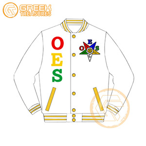 GREEK TREASURES GT-9047 Customized Order Eastern <b>Star</b> Cotton Fleece Embroidered Varsity <b>Jacket</b> OES Breathable Quick Dry Women - Product Image 3