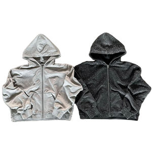 Glory Customizable Mens <b>oversized</b> Boxy Zip <b>Hoodie</b> <b>Long</b> Length Acid Washed <b>Oversized</b> Rhinestone Zip Up Hoodies For Men 2026 - Product Image 1