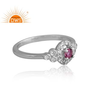 Increíble diseño plata esterlina Chapado en paladio Topacio rosa y topacio blanco anillo de piedras preciosas diseño personalizado proveedor de joyería - Product Image 4