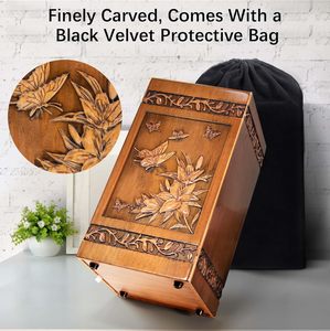 Handmade Urns ไม้สําหรับเถ้ามนุษย์ชายหญิงแกะสลักผีเสื้อกล่องฝังศพตกแต่ง Urn ฝัง - Product Image 4