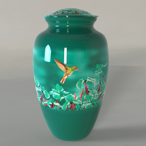 Green Phanton Color Hummingbird Cremation Urn for Human Ashes Including Free <b>Velvet</b> <b>Bag</b> - Product Image 1
