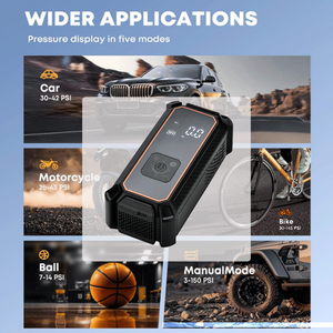 Pompe à air portable double alimentation / batterie CC avec lumière LED/SOS 12V 5400mAh pour voiture, vélo, ballon de basket OEM/ODM UL/CE/EN381 - Product Image 5