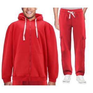 Survêtement de sport en molleton zippé pour hommes, ensemble de 2 pièces avec jogging athlétique - Product Image 1