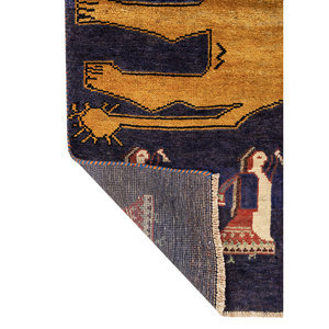 Alfombra de Lana Anudada a Mano Azul Aalam Pae-6441 9x12 Rectangular con Estampado Animal para Decoración de Sala de Estar - Product Image 5