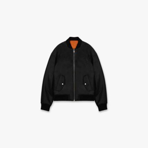 Blouson aviateur en cuir noir Boxy coupe courte avec cuir végétalien de qualité supérieure et construction durable - Product Image 1