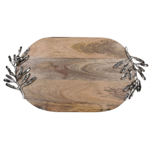 Premium Grade round Shaped Luxury Handmade Wooden Serving <b>Trays</b> Exporters Sale - Product Image 4