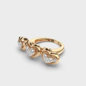 Anillo de diamante en forma de corazón de oro amarillo de 14K 1,50 CTW Anillo de compromiso y bodas con tres piedras cultivadas en laboratorio - Product Image 2