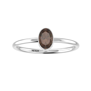 925 Sterling Silver Natural Smoky <b>Quartz</b> Bezel Setting Handmade Classic Minimalist Wedding Party Gift Stackable Unisex <b>Ring</b> - Product Image 1