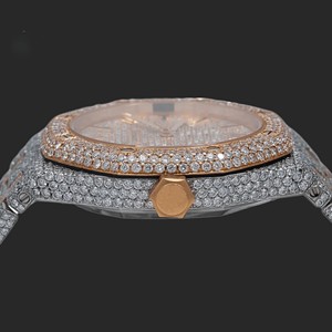 Montres mécaniques Hip Hop de luxe pour hommes en acier inoxydable avec cadran rond en diamant Moissanite Style d'affaires - Product Image 3