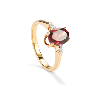 Anillo de Circonita Roja con Corte Asscher y Circonita Blanca, Chapado en Oro de 9K y Rodio, 2.62 Quilates - Product Image 1