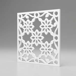 Panel decorativo de PVC cortado por CNC para separar ambientes, con diseño floral en celosía, 600 x 600 mm, hecho en Alemania. - Product Image 1