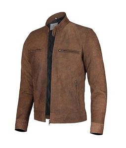 Matsumoto <b>Light</b> Brown Biker Leather <b>Jacket</b> For <b>Men</b> - Product Image 3