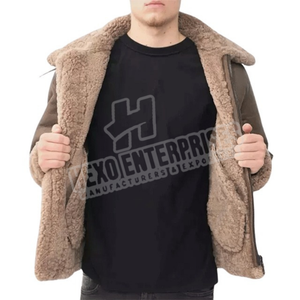 2025 cuero de alta calidad con piel nuevo estilo marrón piel sintética chaqueta de cuero unido para Mer 100% chaqueta de cuero para hombre - Product Image 3