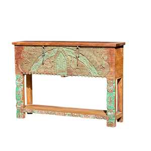 Solid Wood Hand-Carved Arch <b>Console</b> <b>Rustic</b> Elegant Design for Home Villa Hotel Living Room or Bedroom Furniture Handmade - Product Image 1