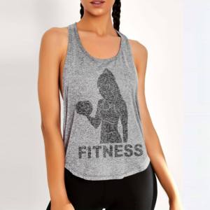 Venta al por mayor deportes camiseta sin mangas mujeres Push-up entrenamiento gimnasio Fitness espalda descubierta transpirable secado rápido 100% algodón cuello redondo mujeres camisetas sin mangas - Product Image 5