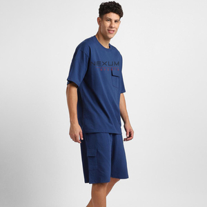 Venta al por mayor de camisetas lisas Conjunto corto Sudor Conjuntos de 2 piezas Transpirable Cómodo Material de algodón Conjuntos de camisetas y pantalones cortos para hombre - Product Image 2