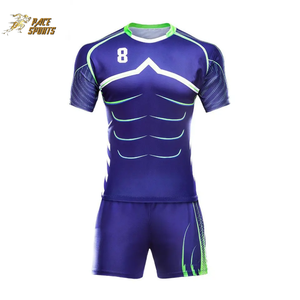 2024 OEM gran oferta Rojo Negro personalizado último diseño sublimado grueso nueva camiseta de Rugby con pantalones cortos conjunto de uniforme - Product Image 5