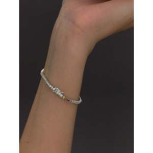 Pulsera de tenis clásica Diana de oro blanco con 2.90 quilates de piedras de nacimiento, accesorio de moda elegante - Product Image 1
