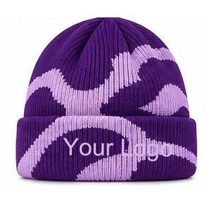 Nuevo Gorro de Punto Jacquard de Lana/Algodón de Marca Privada con Logotipo Personalizado, Transpirable e Impermeable, Unisex, para Clima Frío - Product Image 1