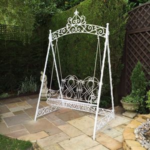 Columpio de hierro moderno, construcción duradera, acento único hecho a mano, asientos decorativos para exteriores, pieza cómoda elegante de larga duración - Product Image 6