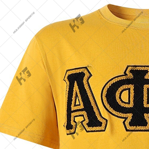 Camiseta Unisex Alppha Phi con Letras Griegas Bordadas en Oro Sólido, 100% Algodón, Estilo Casual, Uniforme - Product Image 5