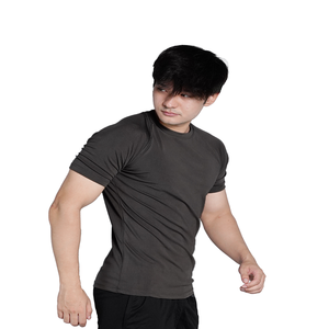 Camiseta de Compresión Gris 65% Microfibra de Poliéster 35% Elastano Etiqueta Personalizada Verano Hombre Fitness Secado Rápido Gimnasio Atlético - Product Image 2