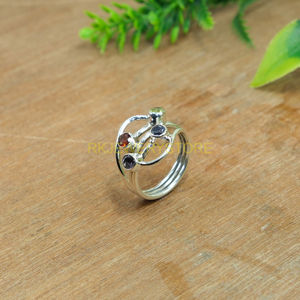 แหวนเงินแท้ 925 ประดับพลอยคุณภาพสูง ไอลไลท์สีน้ำเงิน อเมทิสต์สีม่วง โกเมนสีแดง เพอริดอตสีเขียว แหวนดีไซน์โดดเด่น เหมาะสำหรับเป็นของขวัญ - Product Image 6