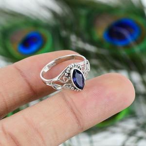 Lolite Cabochon pierre précieuse naturelle 925 bague en argent sterling faite à la main bijoux estampillés pour les occasions de fête - Product Image 5