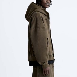 เสื้อฮู้ดมีซิปสำหรับผู้ชาย, เสื้อฮู้ดแนวสตรีทโอเวอร์ไซส์วินเทจ - Product Image 4