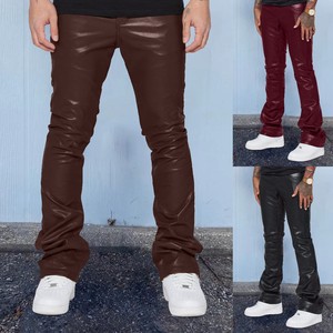 Pantalon de moto en cuir PU brillant argenté Pantalon de fête skinny pour homme fabriqué au Pakistan - Product Image 3