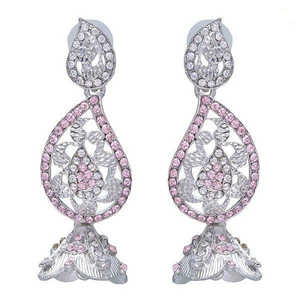 Kriaa Fine Dangle Pendientes Rosa Piedra Austriaca Plateado 1302334 - Product Image 1
