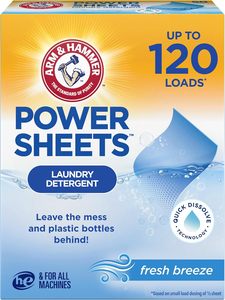 ARM & HAMMER พาวเวอร์ชีทส์ ผงซักฟอกแบบแผ่น ไร้สารเหลว กลิ่นเฟรชบรีซ 60 แผ่น/แพ็ค - Product Image 6