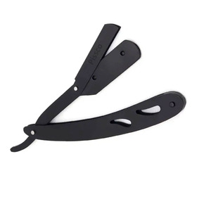 Navaja de Afeitar Recta de Acero Inoxidable con Mango Plegable y Nombre de Marca Personalizado - Product Image 1