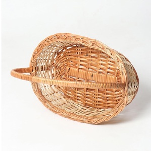 Handwoven Oval Wedding Flower <b>Basket</b> Cane and Wood Material with Handle Discounted <b>for</b> Wedding Gifts and <b>Hamper</b> Use - Product Image 3