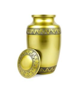 โกศเผาโลหะอลูมิเนียมสำหรับขี้เถ้าและซากมนุษย์ | โกศสวยงามทำด้วยมือสำหรับมนุษย์และสัตว์เลี้ยง (ทองเหลืองฤดูใบไม้ร่วงโบราณ) - Product Image 3