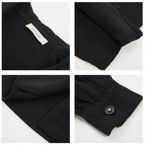Blusas <span class=keywords><strong>de</strong></span> Lyocell Negras <span class=keywords><strong>de</strong></span> Manga Larga con Botones para <span class=keywords><strong>Mujer</strong></span>, Camisas Casuales <span class=keywords><strong>de</strong></span> Trabajo - Product Image 2
